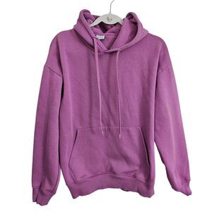 Zara Sweater Womens Large Purple Pullover Hoodie Cotton Pockets Stretch Outdoor